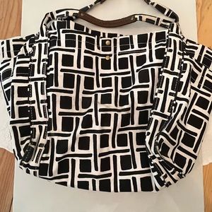 Merona Tote Bag NWOT Black and white printed cotton with multiple outside pocket